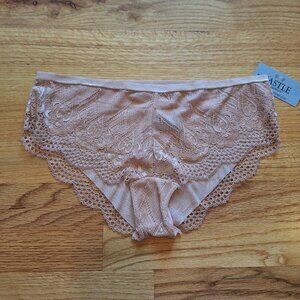 NWT Tan lace/mesh panties size Medium.